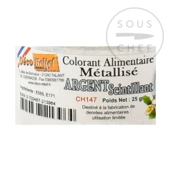 Deco Relief Ingredients Brands|Baking Ingredients^Edible Metallic Sparkling Silver Powder Food Colour, 25g