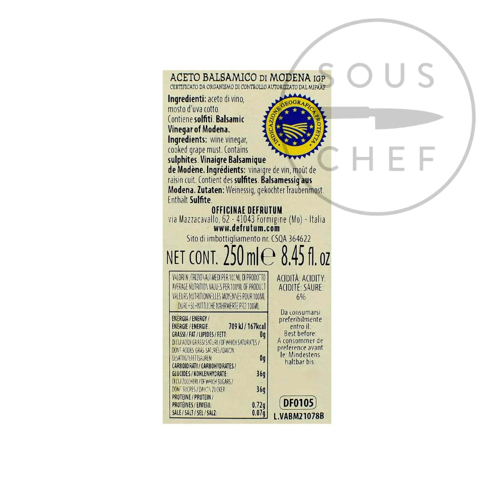 Defrutum Ingredients Brands|Italian Ingredients^Balsamic Vinegar IGP 4 yr Aged - 2 Crowns, 250ml