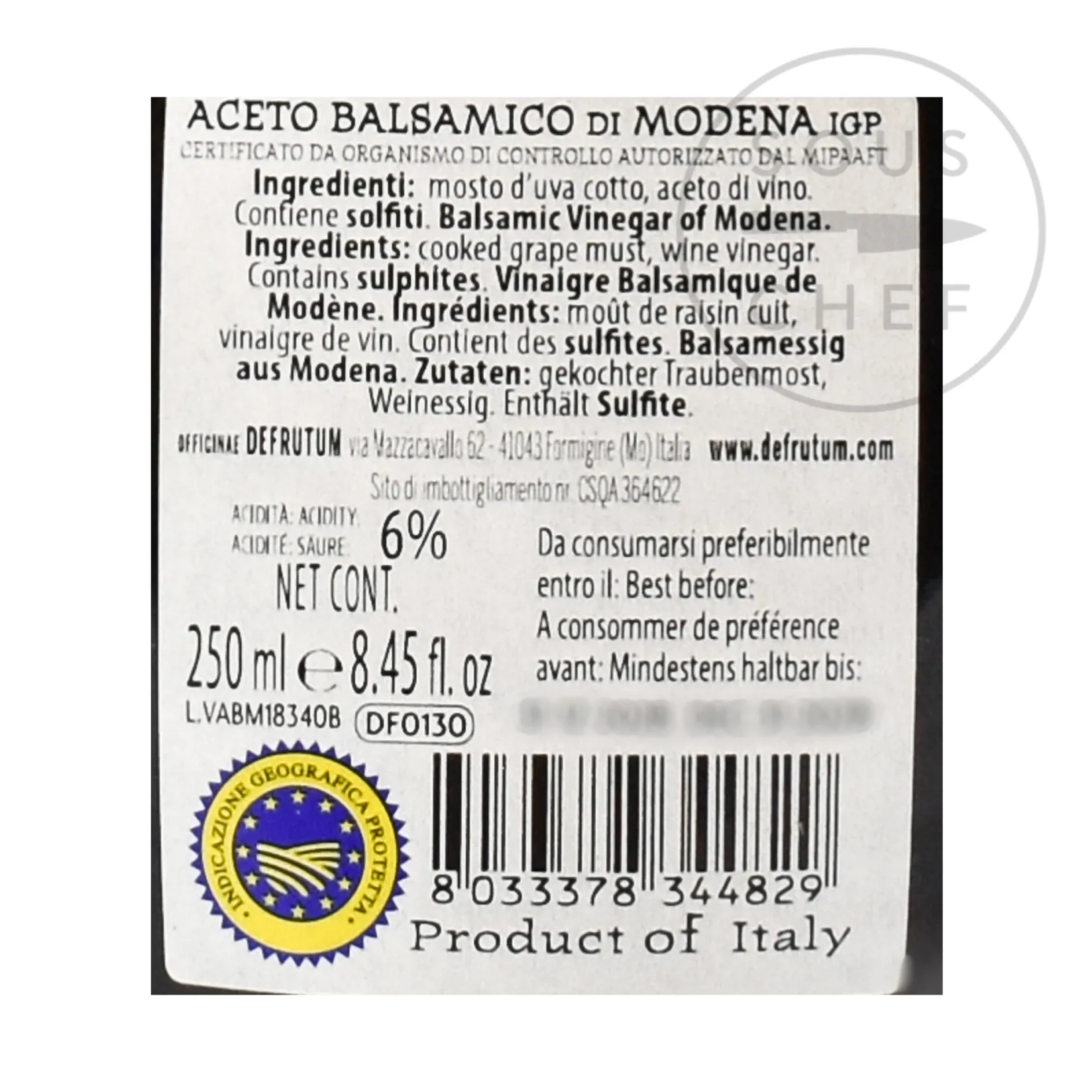 Defrutum Ingredients Brands|Italian Ingredients^Balsamic Vinegar IGP 16 Yr Aged, 250ml