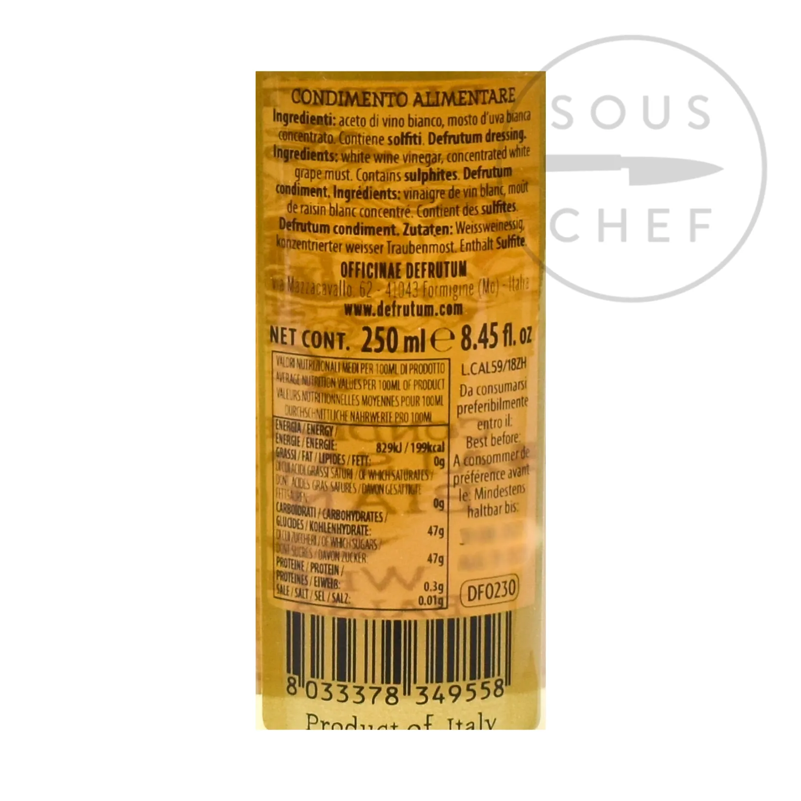Defrutum Ingredients Brands|Italian Ingredients^White Balsamic Condiment, 250ml