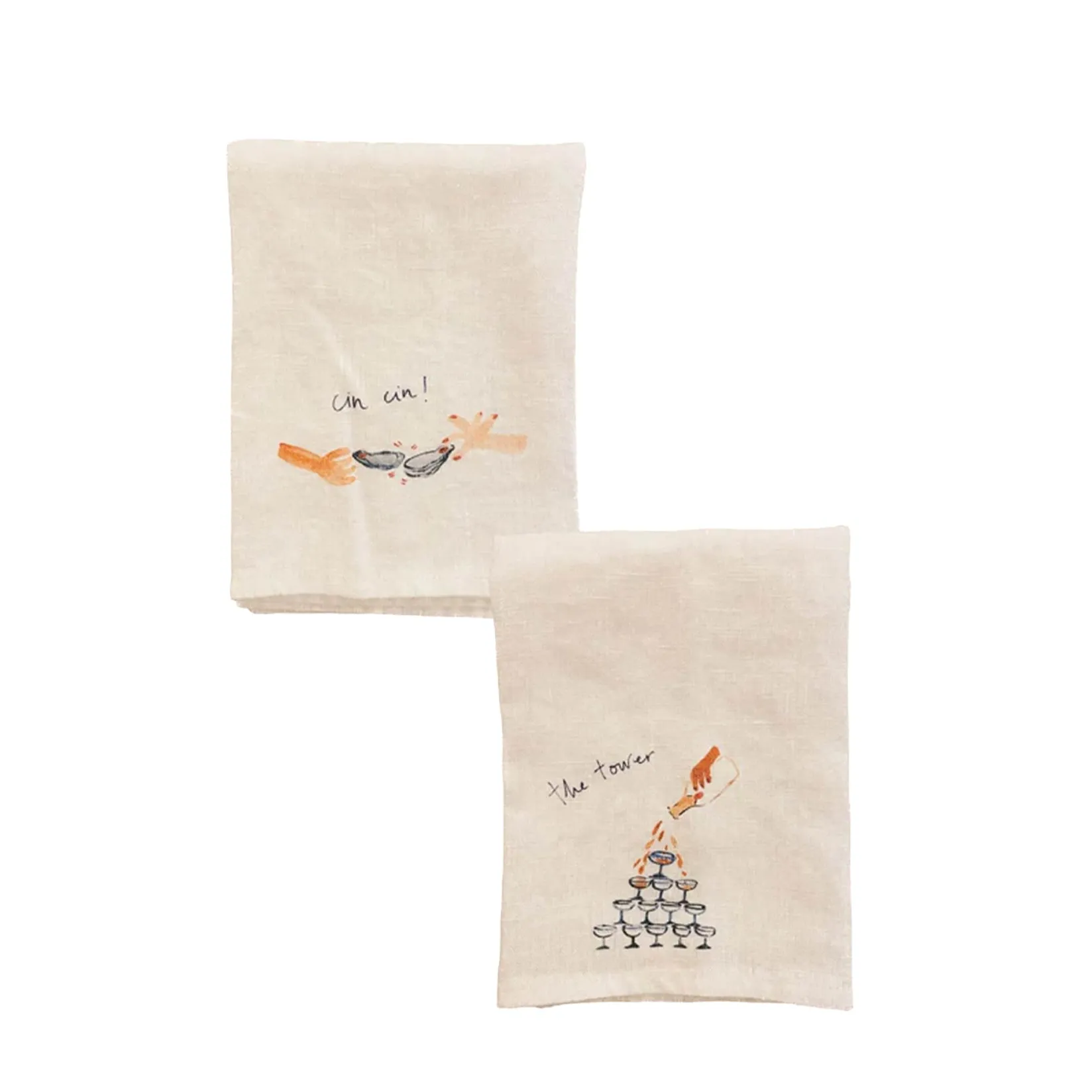Dinette Table Setting|Kitchen Textiles & Clothing^Set of 2 Oysters & Cheers Linen Napkins