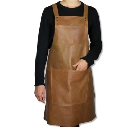 Dutchdeluxes Kitchen Textiles & Clothing^Leather Suspender Apron in Vintage Camel