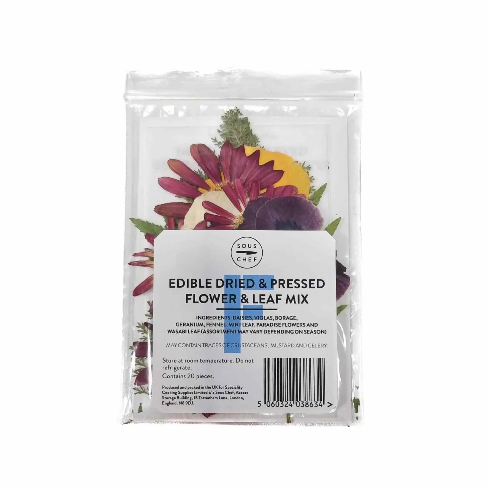 Sous Chef Ingredients Brands|Baking Ingredients^Edible Dried & Pressed Flower & Leaf Mix, 20 pieces