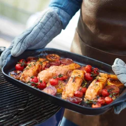 Emile Henry Bbq & Smoking^Limited Edition Black BBQ Grill Dish, 42.5x27.5cm