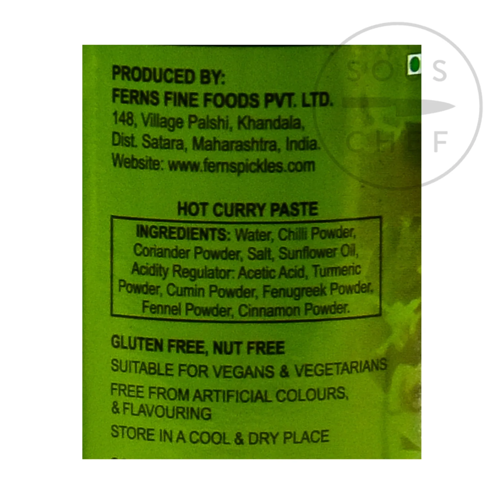 Ferns Ingredients Brands|Indian Ingredients^' Hot Curry Paste, 380g