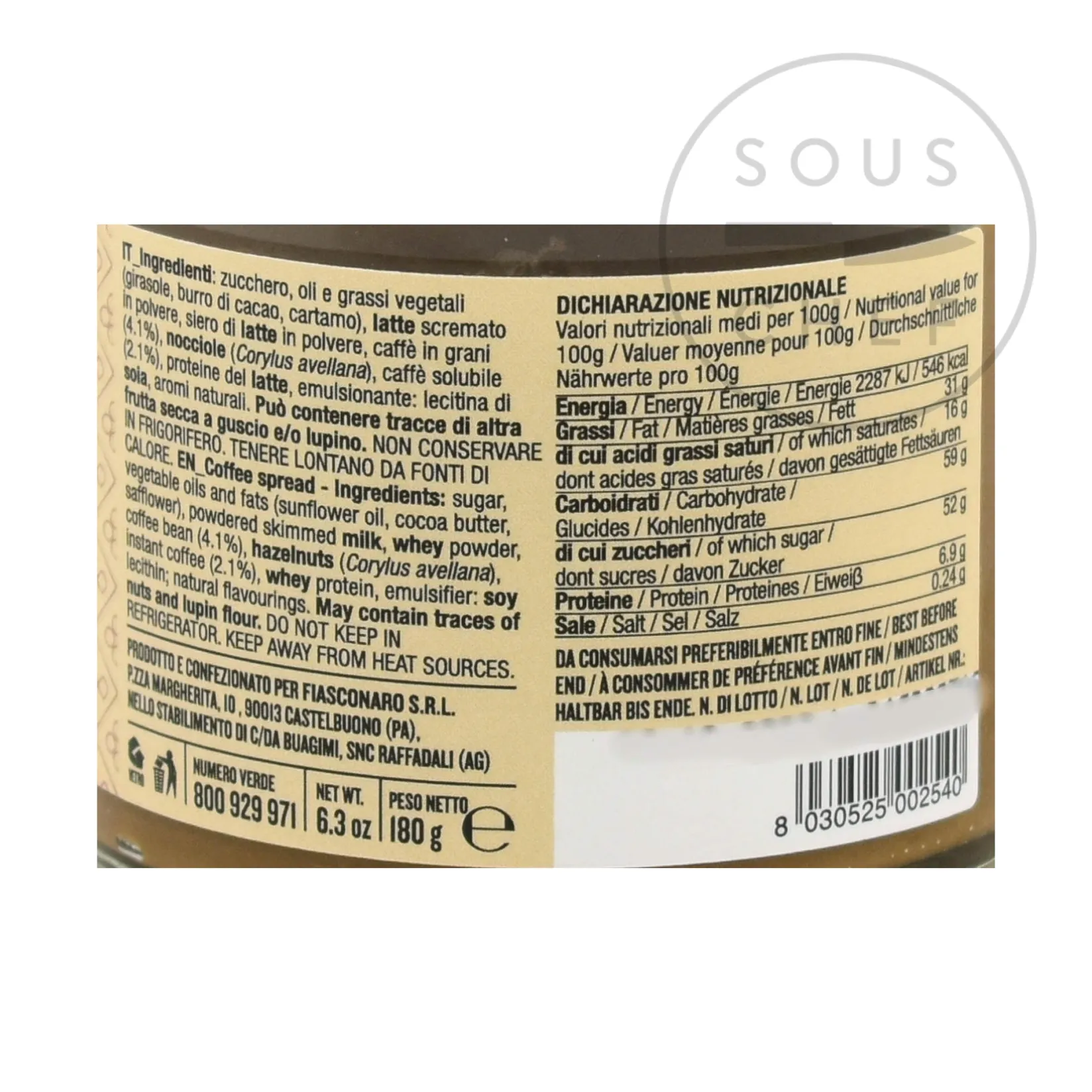 Fiasconaro Ingredients Brands|Italian Ingredients^Coffee Cream, 180g