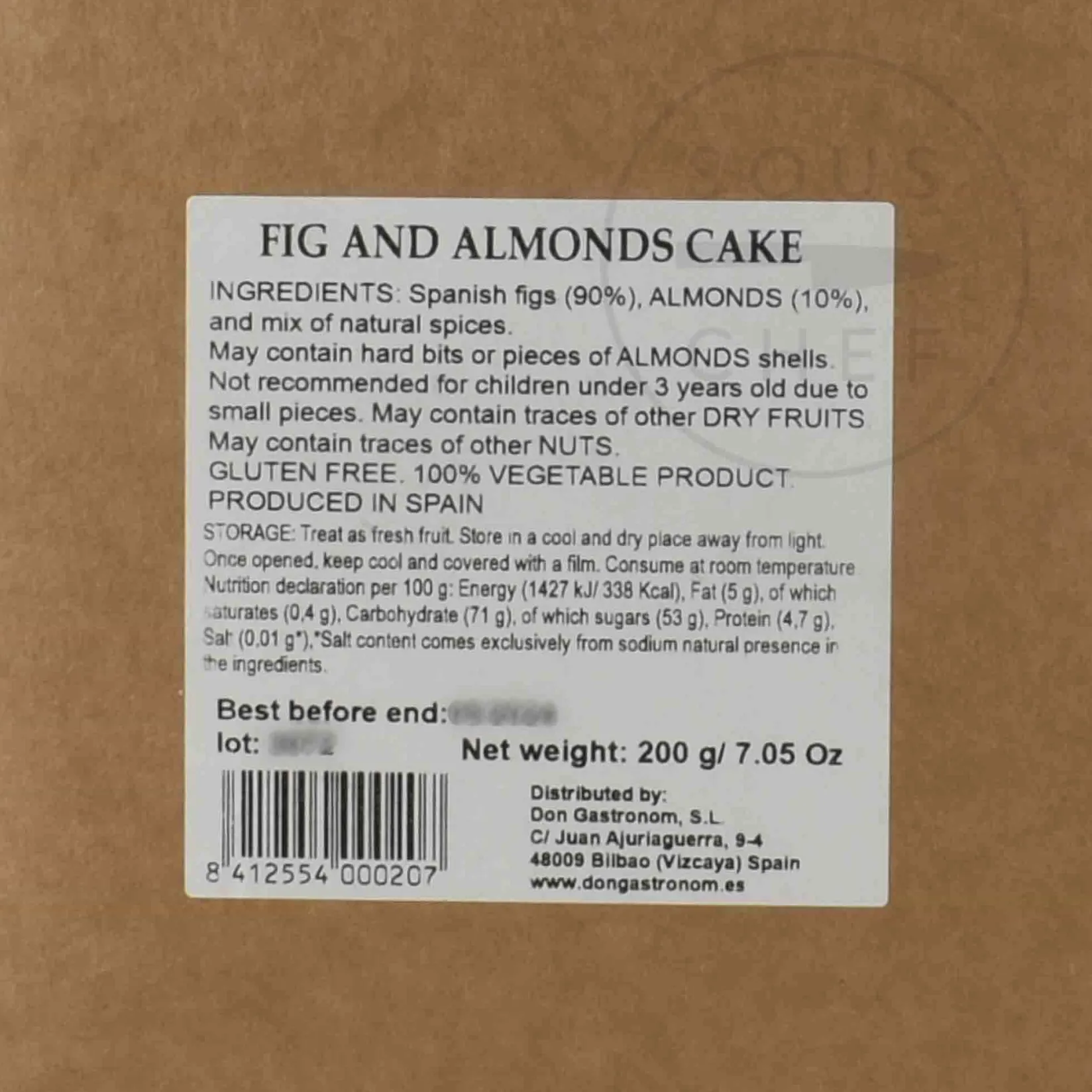 Healthy Bites Ingredients Brands|Spanish Ingredients^Fig and Almonds Dried Fruit Cake, 200g