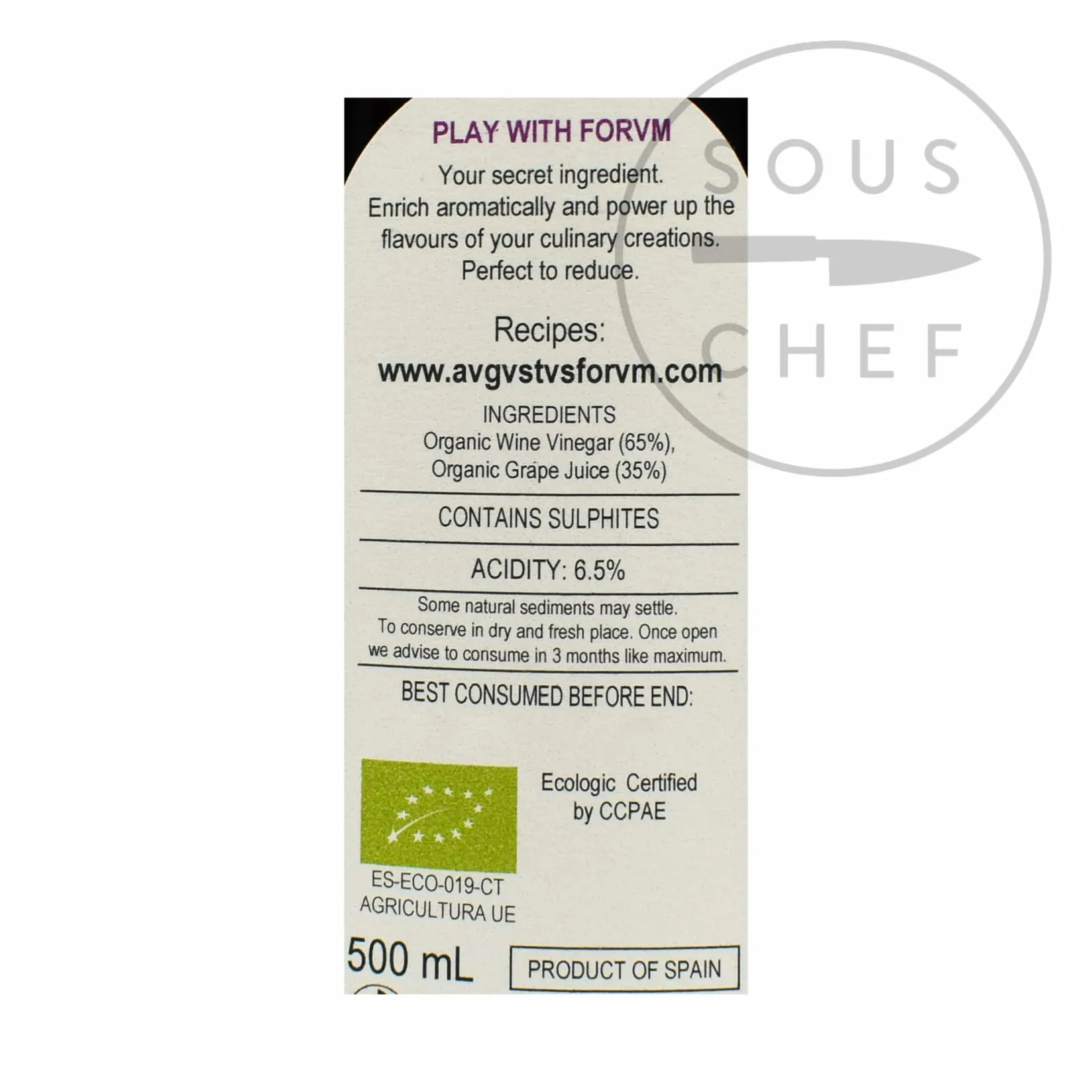 Forvm Ingredients Brands|Spanish Ingredients^Organic Merlot Balsamic Vinegar, 500ml