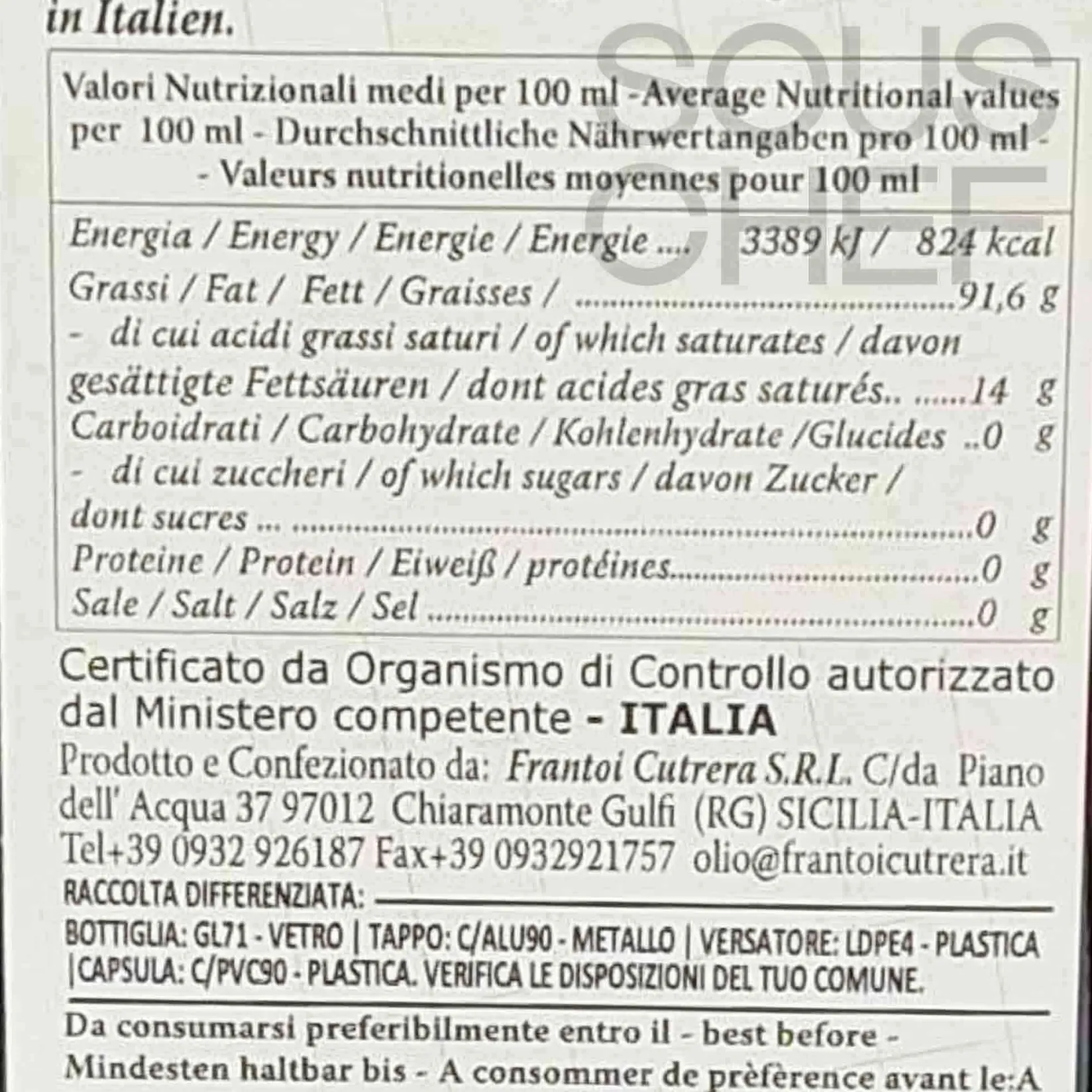 Frantoi Cutrera Ingredients Brands|Italian Ingredients^Nocellara Del Belice Monocultivar PGI Extra Virgin Olive Oil, 500ml