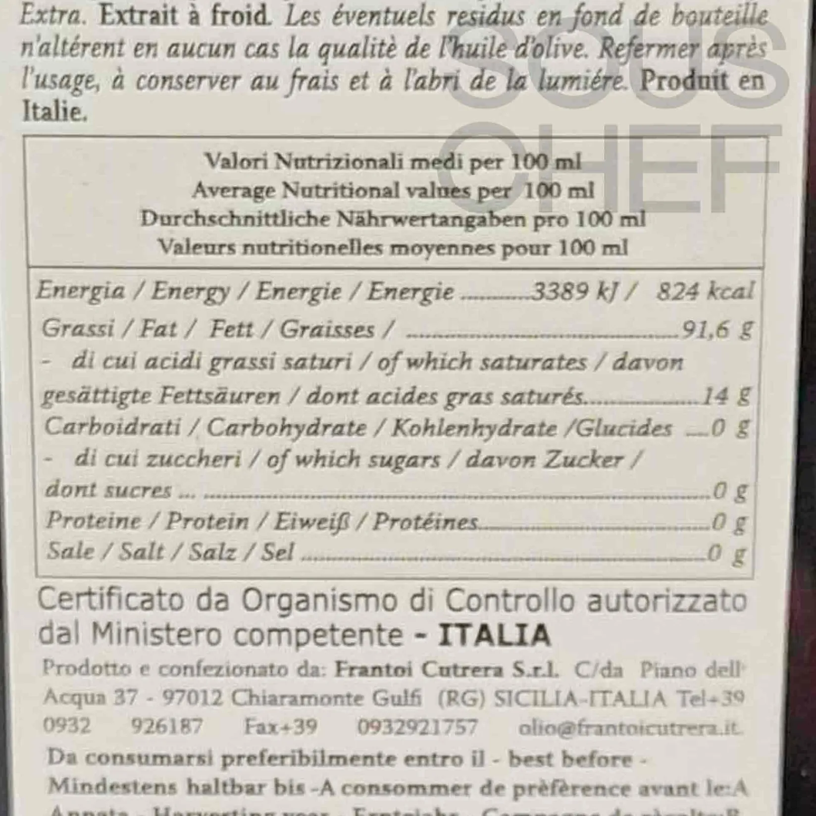 Frantoi Cutrera Italian Ingredients|Oil, Vinegar & Dressings^Sicilian PGI Extra Virgin Olive Oil