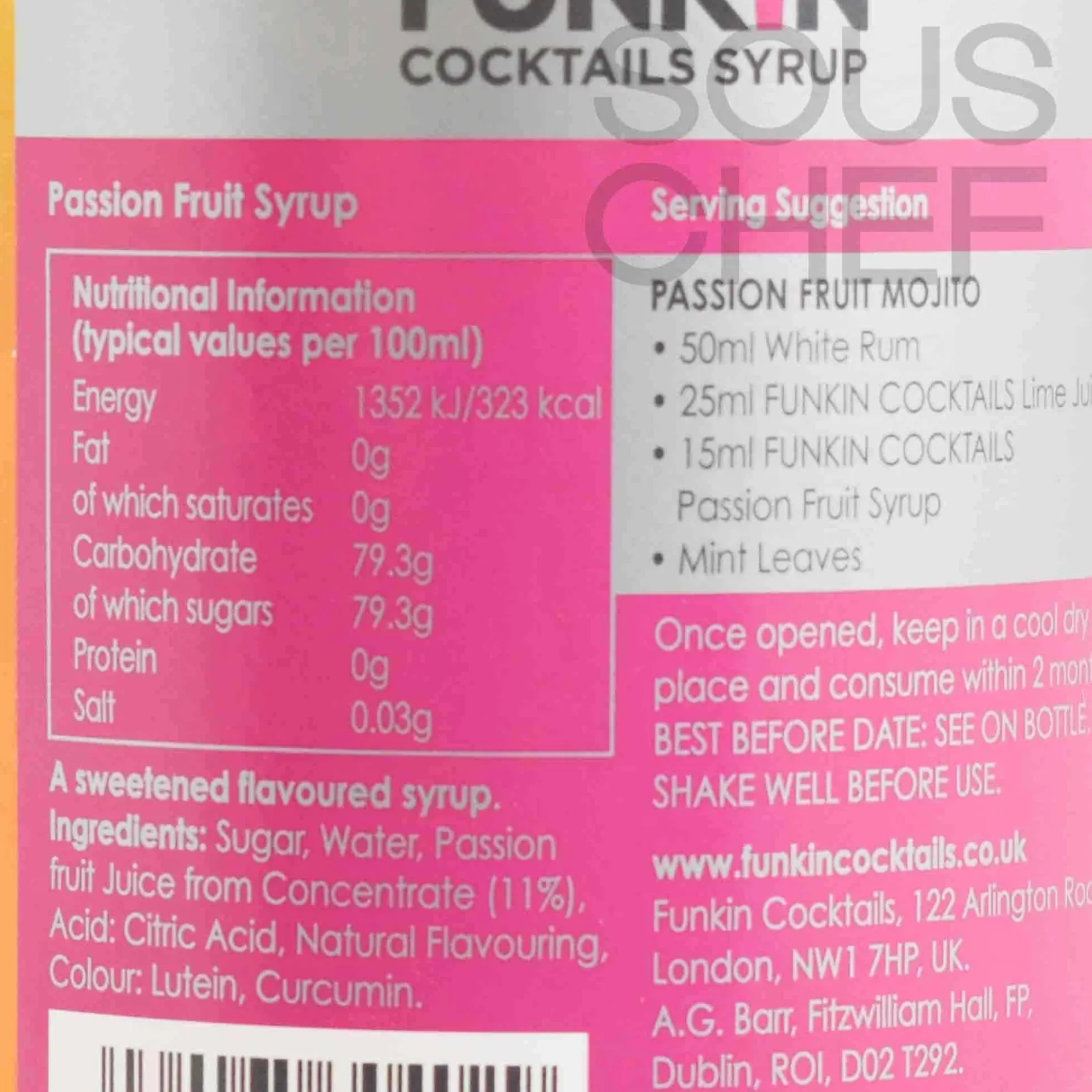 Funkin Ingredients Brands|Drinks^Passion Fruit Syrup, 700ml