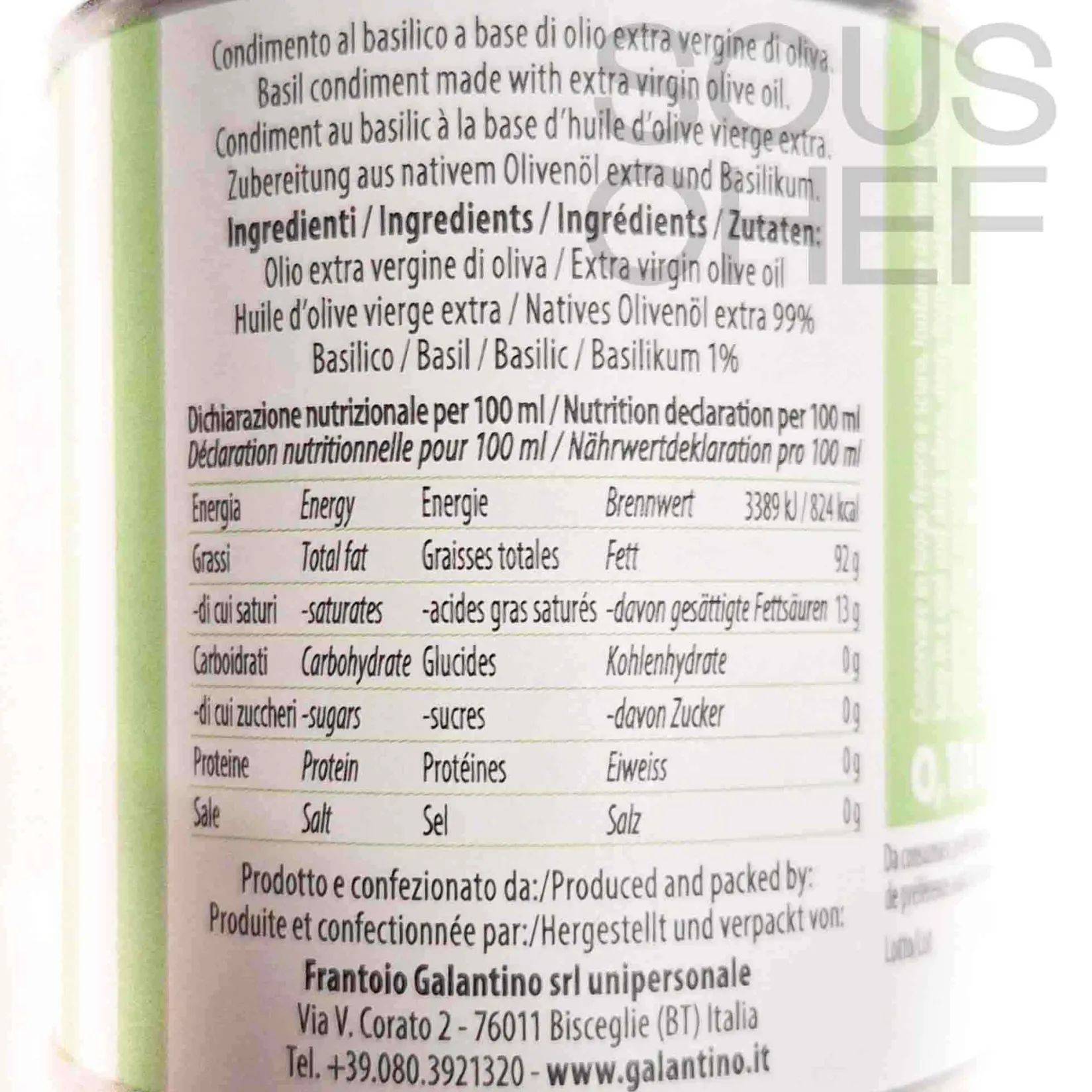 Galantino Italian Ingredients|Oil, Vinegar & Dressings^Puglian Basil Extra Virgin Olive Oil, 100ml