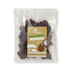 The Biltong Company Ingredients Brands|Snacks^Garlic Pepper Biltong Slices, 250g