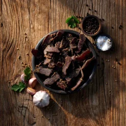 The Biltong Company Ingredients Brands|Snacks^Garlic Pepper Biltong Slices, 250g