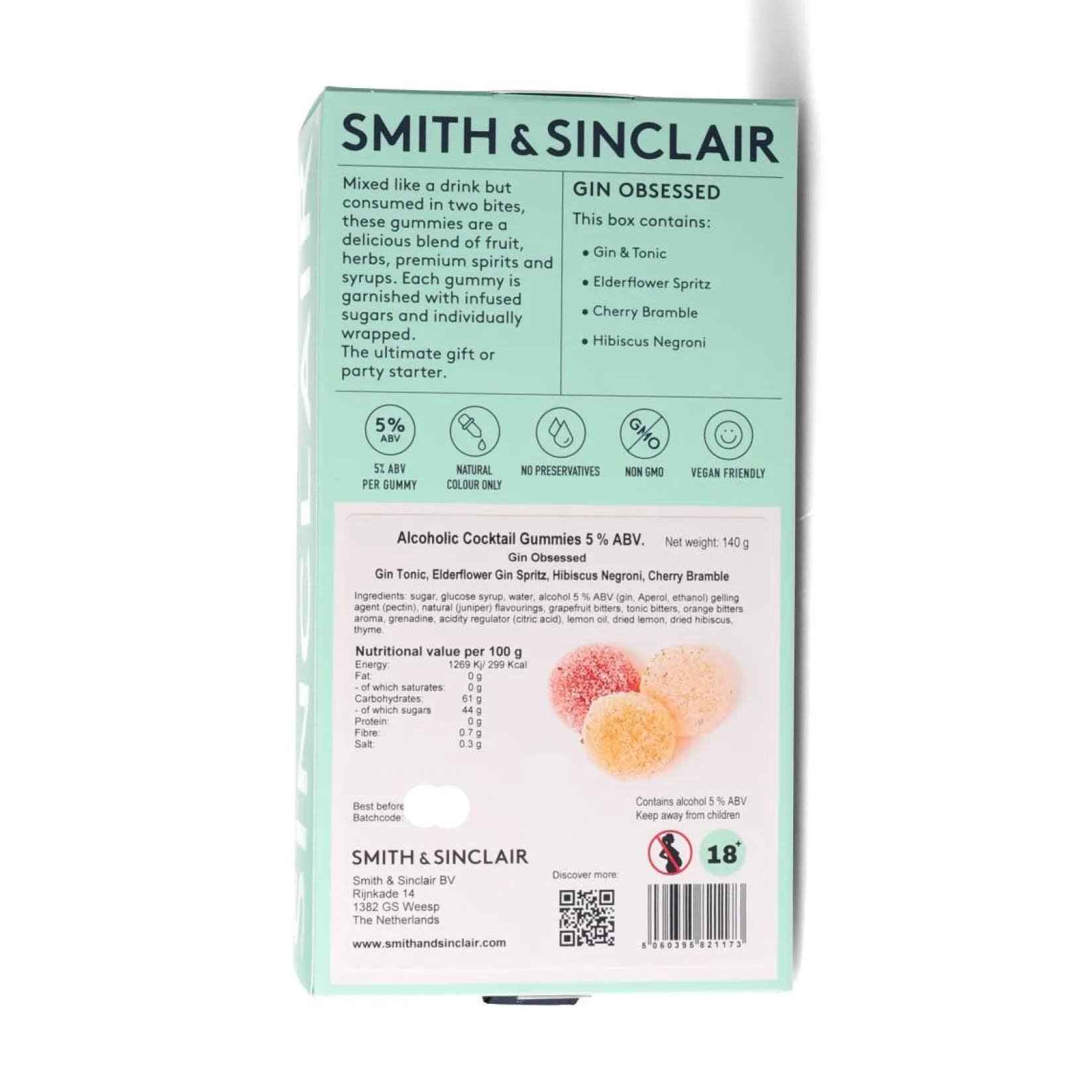 Smith & Sinclair Ingredients Brands|Chocolate & Sweets^Gin Obsessed 5V Alcoholic Cocktail Jelly Sweets, 140g