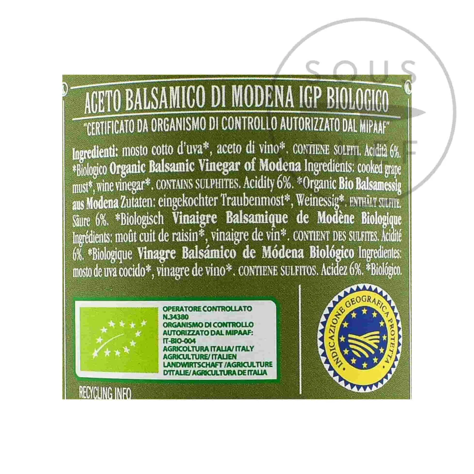 Giuseppe Giusti Ingredients Brands|Italian Ingredients^Giusti Organic 3 Gold Medal Balsamic Vinegar 12 Year Aged, 250ml