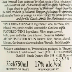 Giuseppe Giusti Ingredients Brands|Drinks^Giusti Vermouth 17%, 750ml