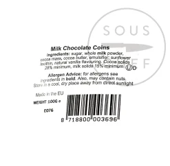 Chocolate Novelties Ingredients Brands|Chocolate & Sweets^Gold Milk Chocolate Coins, 100g