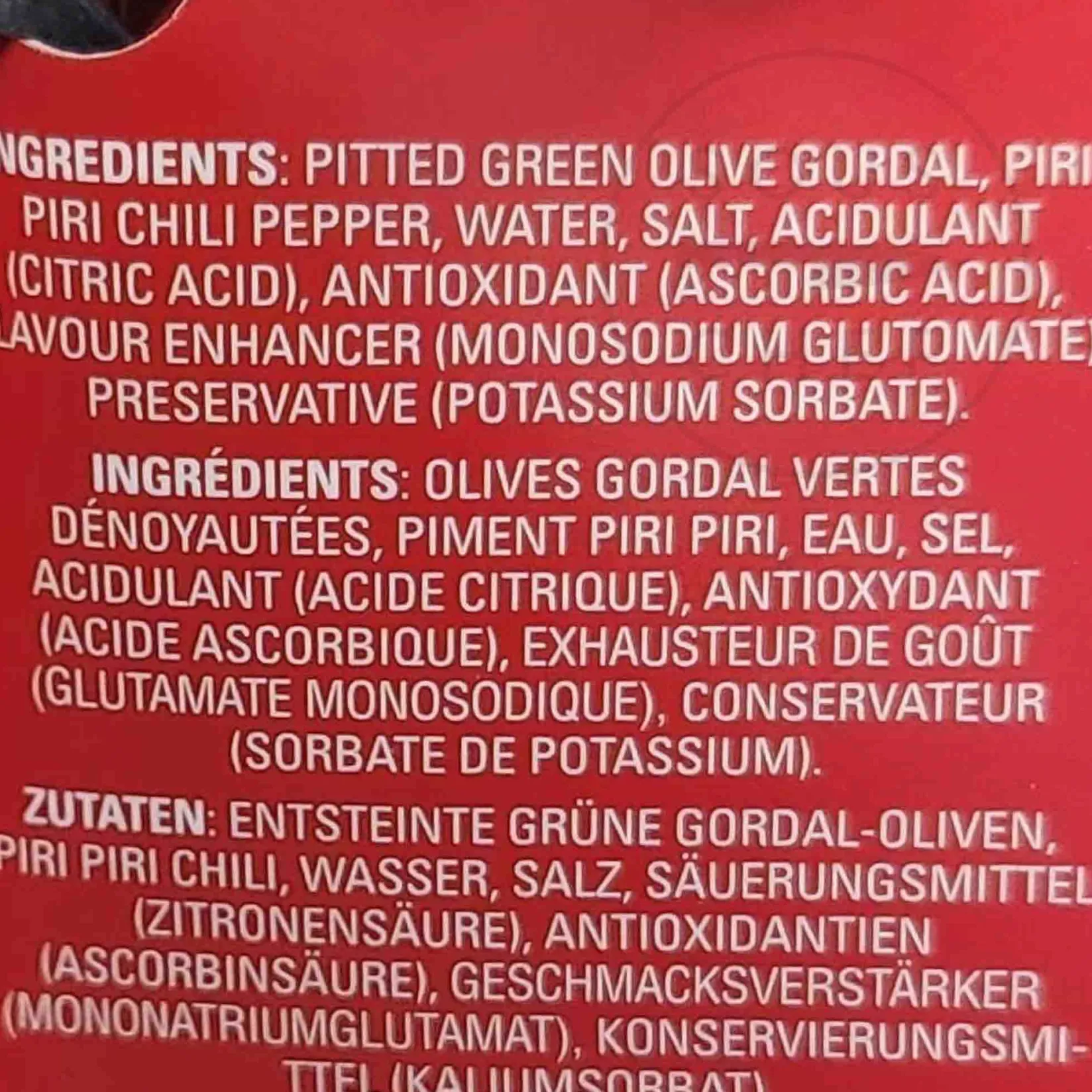 Triana Olivas Spanish Ingredients|Snacks^Gordal Olives with Chilli, 580ml