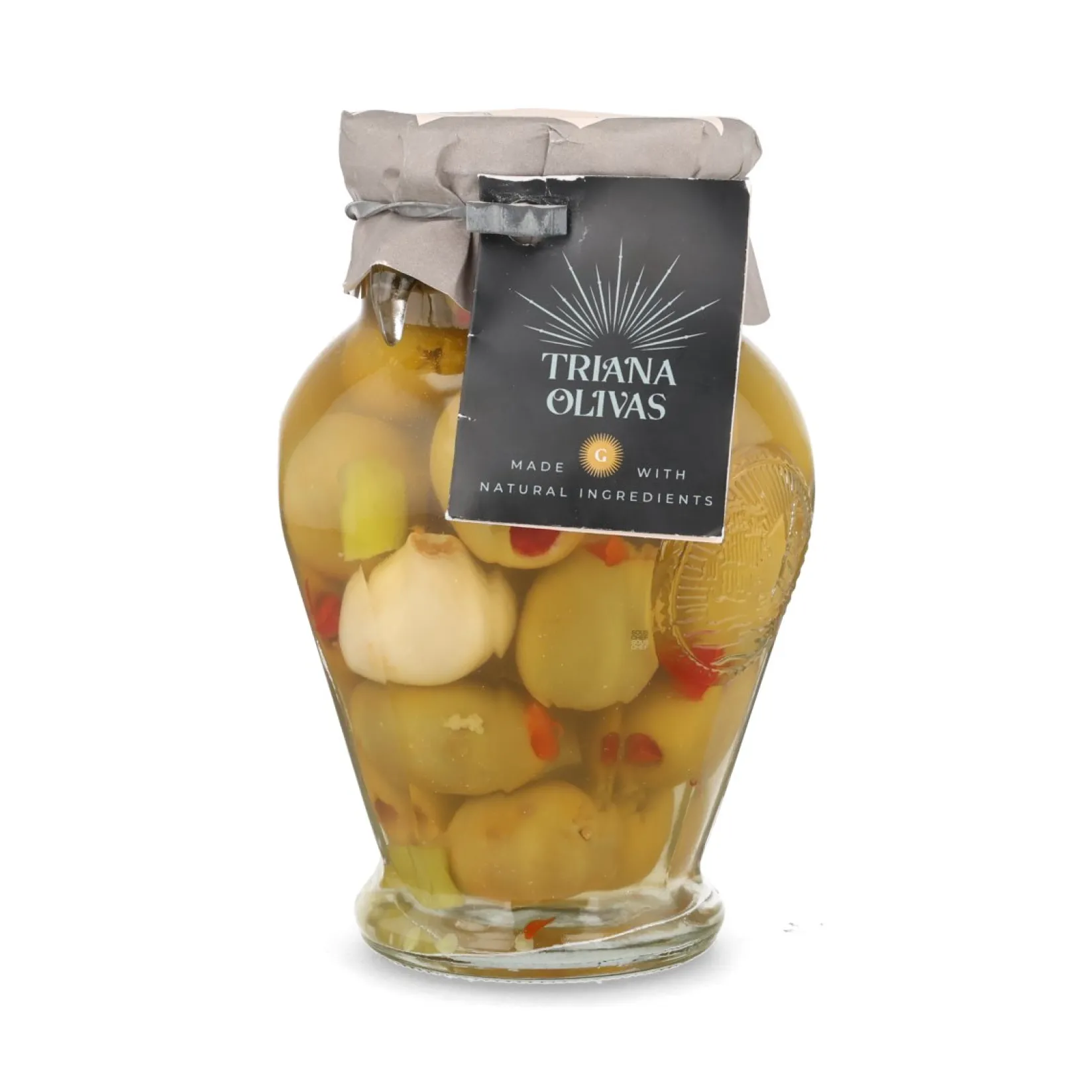 Triana Olivas Ingredients Brands|Spanish Ingredients^Gordal Olives with Roasted Pepper and Smoked Paprika, 580ml