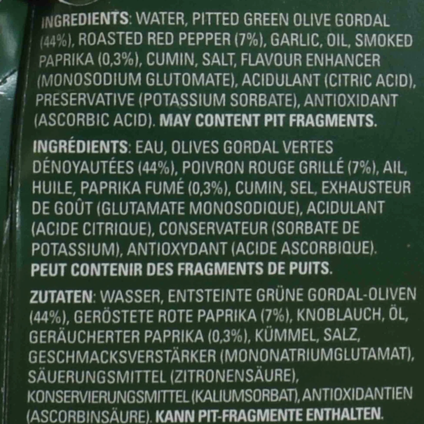 Triana Olivas Ingredients Brands|Spanish Ingredients^Gordal Olives with Roasted Pepper and Smoked Paprika, 580ml