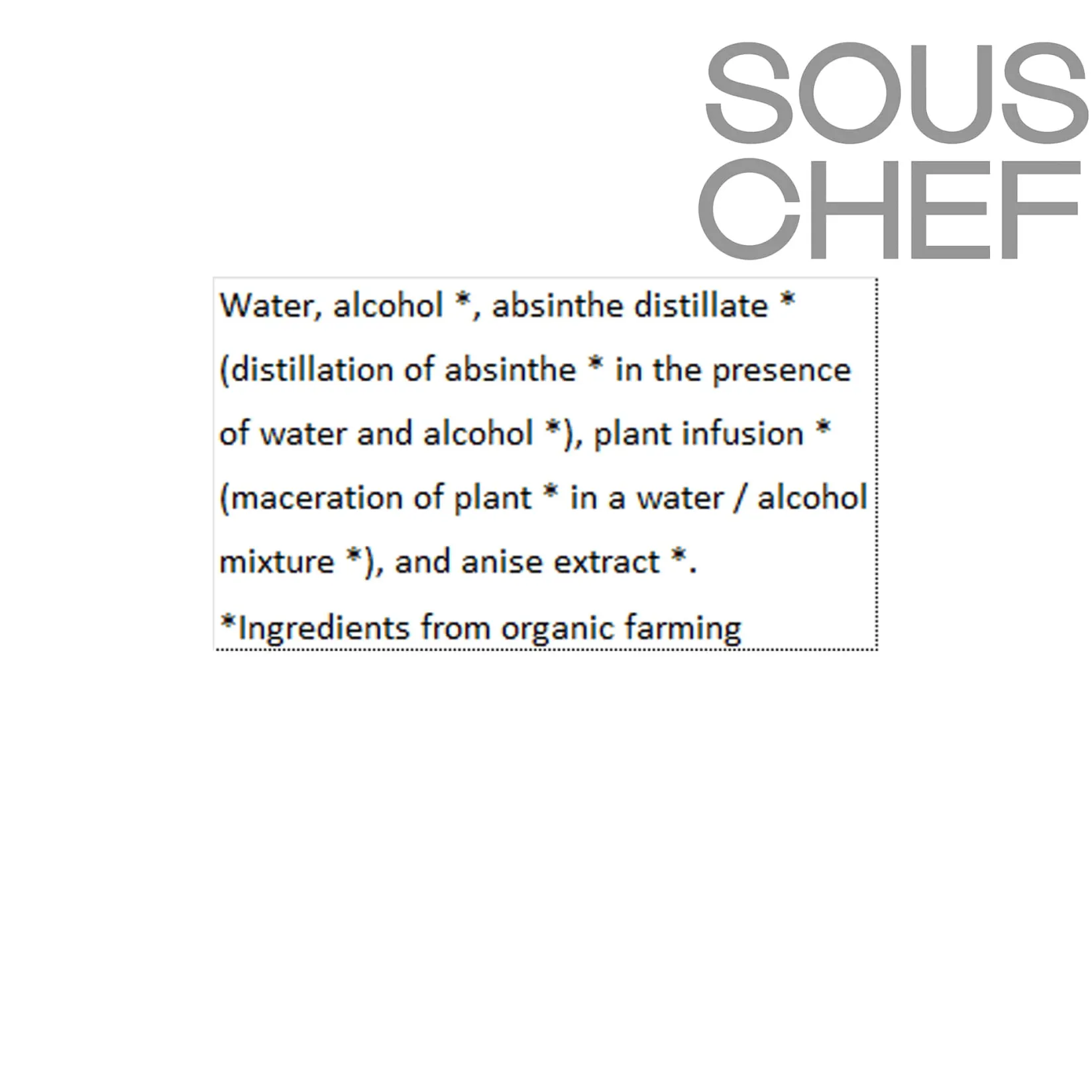 Grand Rubren Ingredients Brands|Drinks^Organic Absinth 55V, 700ml