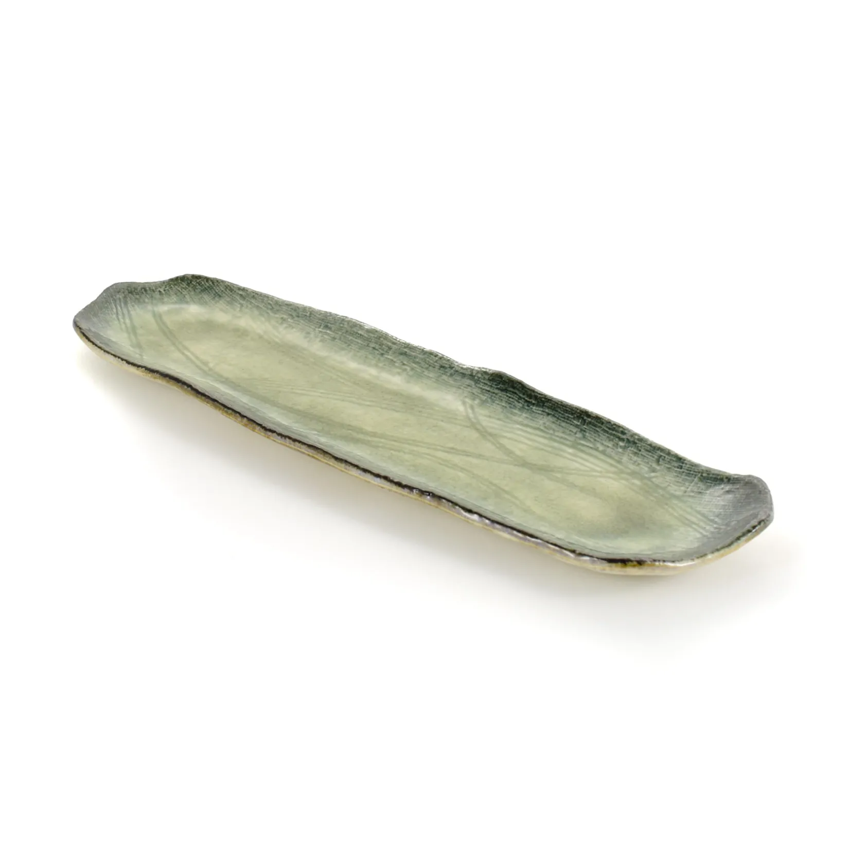 Kiji Stoneware & Ceramics Japanese Ingredients|Plates^Green Glaze Sushi Platter