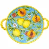 Tuscan Handmade Tableware Brands|Italian Ingredients^Hand Painted Centrepiece Dish - Pomegranates & Lemons, 35cm