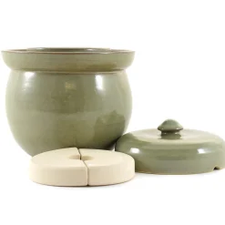 Sauerkraut Pots Pickling, Preserving & Fermenting Jars^Handmade Stoneware Fermenting Crock in Green 2 litre