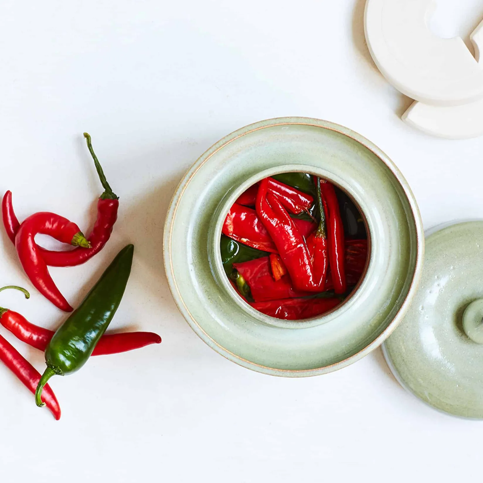 Sauerkraut Pots Pickling, Preserving & Fermenting Jars^Handmade Stoneware Fermenting Crock in Green 2 litre