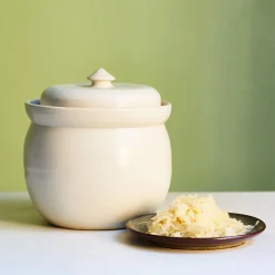 Sauerkraut Pots Pickling, Preserving & Fermenting Jars^Handmade Stoneware Fermenting Crock in White 2 litre