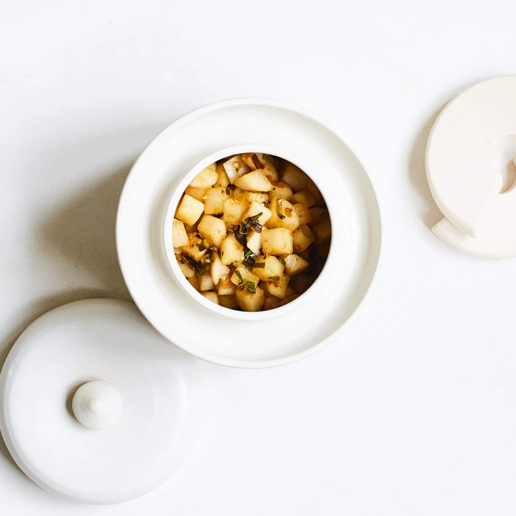 Sauerkraut Pots Pickling, Preserving & Fermenting Jars^Handmade Stoneware Fermenting Crock in White 2 litre