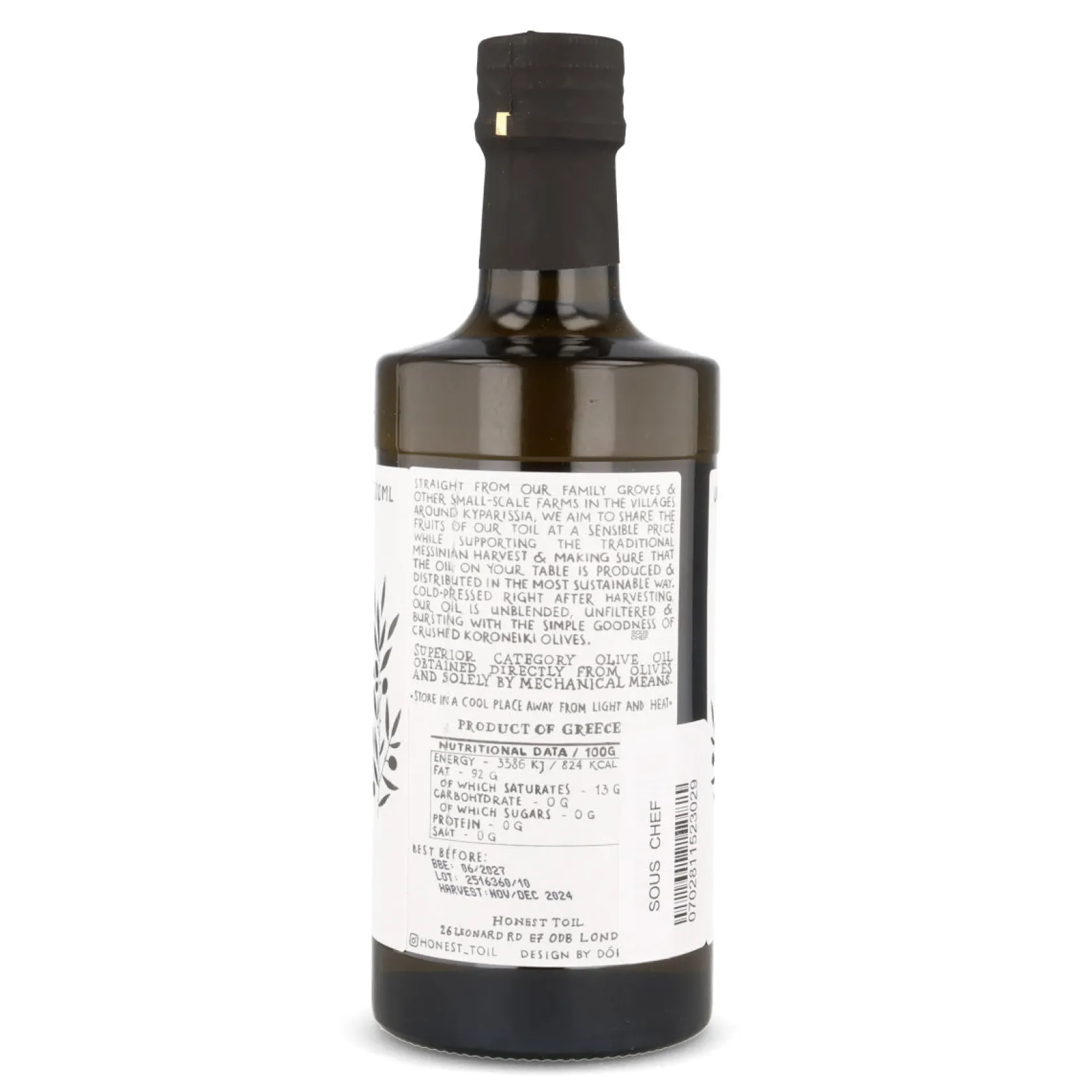 Honest Toil Oil, Vinegar & Dressings|Extra Virgin Olive Oil^Extra Virgin Greek Olive Oil in Dark Bottle, 500ml