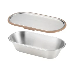 Aikata Tableware Brands|Japanese Ingredients^Japanese Brown Rim Stainless Steel Lunch Box, 21x11cm