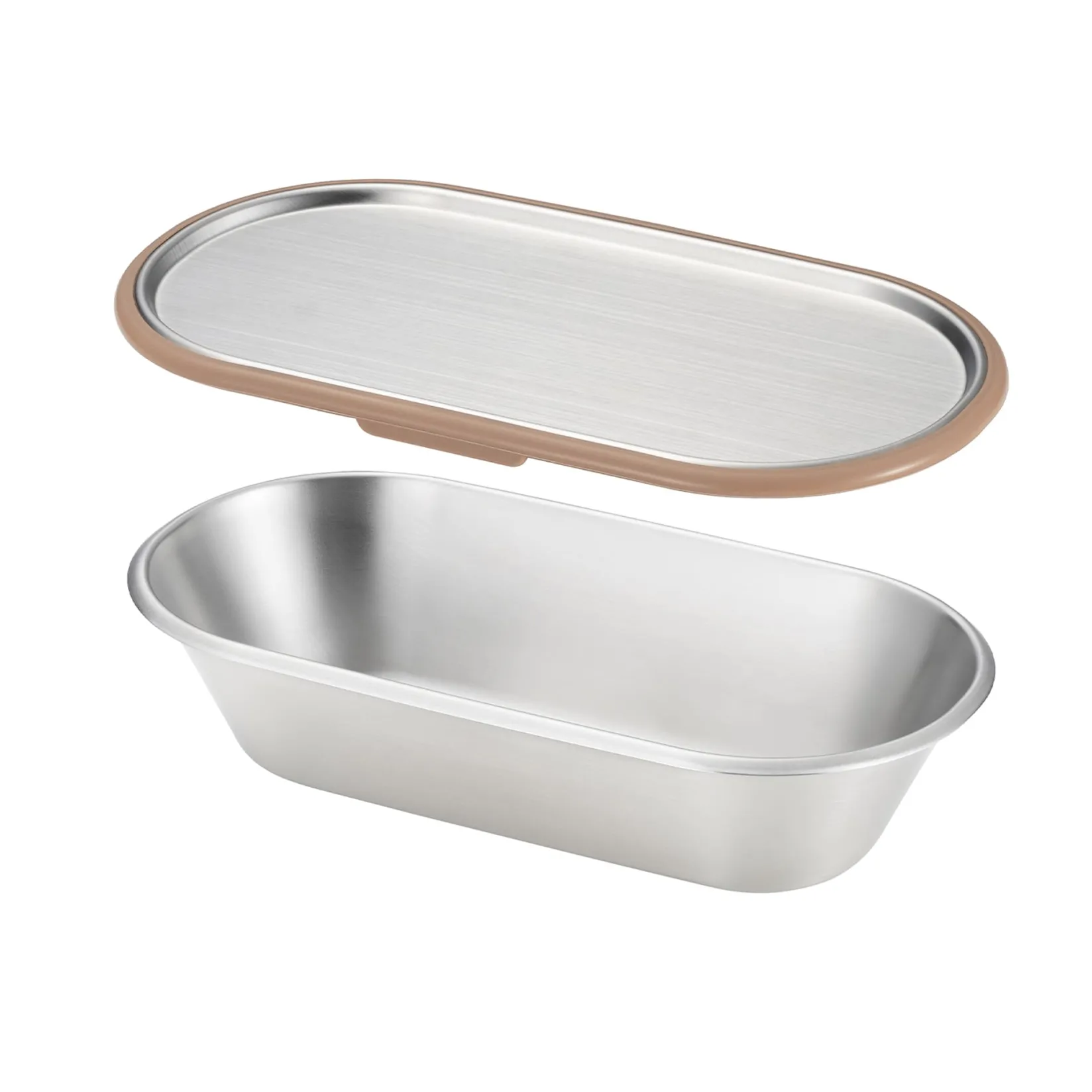 Aikata Tableware Brands|Japanese Ingredients^Japanese Brown Rim Stainless Steel Lunch Box, 21x11cm