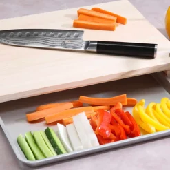 Kodai Japanese Ingredients|Kitchen Tools & Utensils^Japanese Hinoki Cypress Wood Chopping Board with Prep Tray, 42x30x5cm