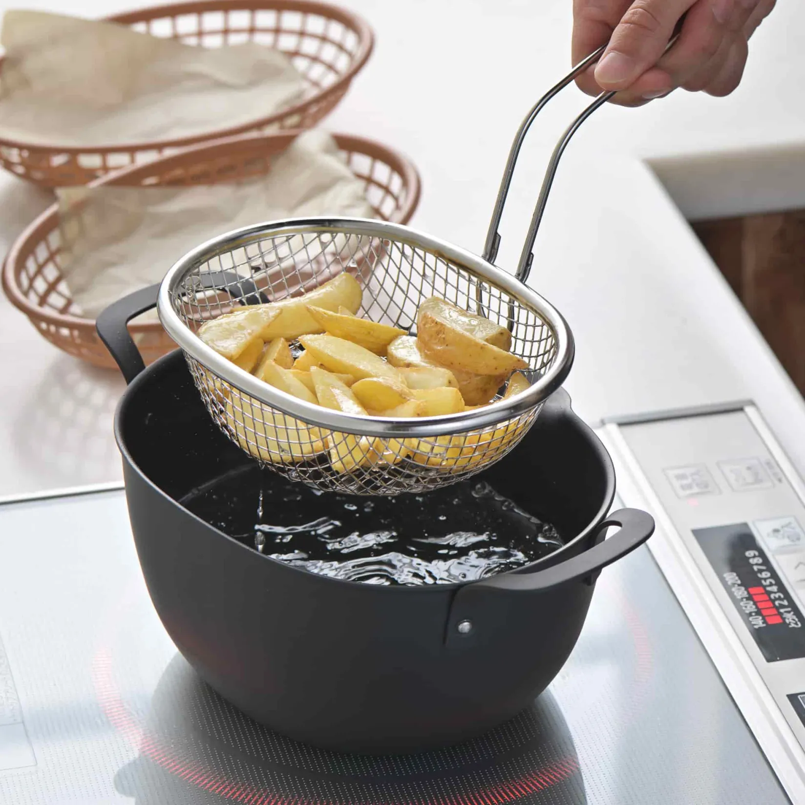 Aikata Japanese Ingredients|Pots & Pans^Japanese Stainless Steel Tempura Frying Basket, 18cm