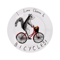 Jimbob Art Tableware Brands|Made In The Uk^I Love Cheese & Bicycles Side Plate, 20cm
