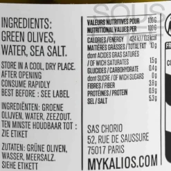 Kalios Greek Ingredients|Snacks^Chalkidiki Green Pitted Olives in Brine, 310g