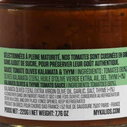 Kalios Ingredients Brands|Greek Ingredients^Kalamata Olives & Thyme Tomato Sauce, 220g