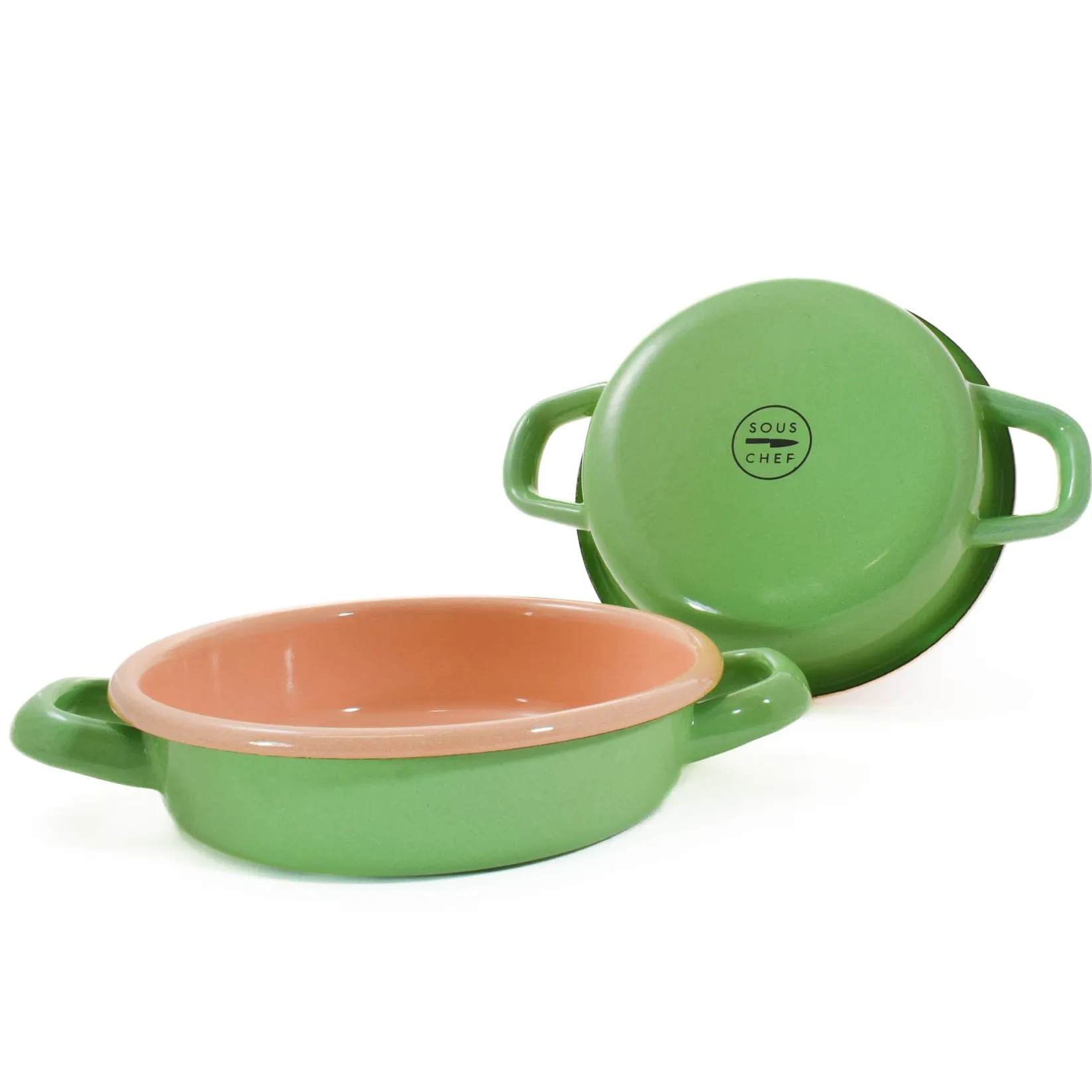 Kapka Enamel Baking Supplies & Equipment^Kapka x Sous Chef Colourblock Enamel Frying Pan, 16cm, Green & Pink