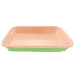Kapka Enamel Baking Supplies & Equipment^Kapka x Sous Chef Colourblock Enamel Roasting Dish, 26cm, Green & Pink