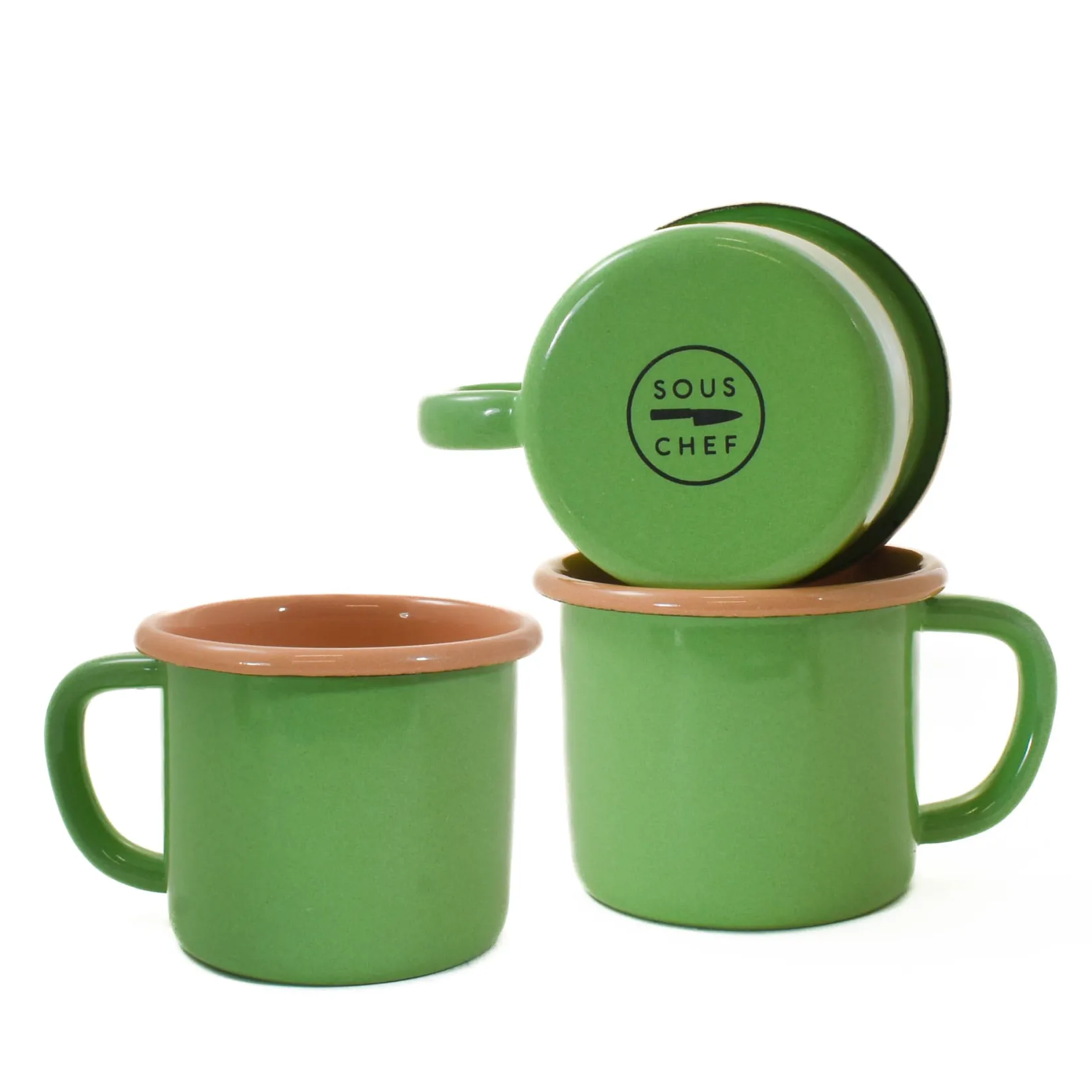 Kapka Enamel Crockery & Dinnerware|Tableware Brands^Kapka x Sous Chef Colourblock Enamel Mug, Green & Pink, 350ml