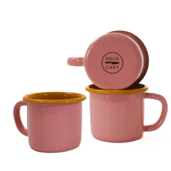 Kapka Enamel Crockery & Dinnerware|Tableware Brands^Kapka x Sous Chef Colourblock Enamel Mug, Pink & Yellow, 350ml