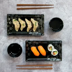 Kiji Stoneware & Ceramics Tableware Brands|Japanese Ingredients^Kuro Hana Sushi Serving Set