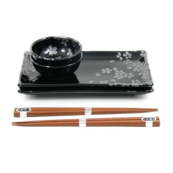 Kiji Stoneware & Ceramics Tableware Brands|Japanese Ingredients^Kuro Hana Sushi Serving Set