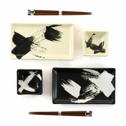 Kiji Stoneware & Ceramics Japanese Ingredients|Serveware^Kuro To Shiro Sushi Serving Set