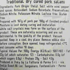La Fattoria Di Parma Ingredients Brands|Italian Ingredients^Traditional Fioretto Salami, 340g