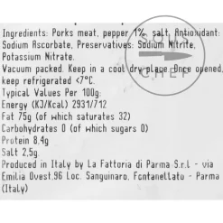 La Fattoria Di Parma Italian Ingredients|Snacks^Trancetti di Guanciale, 220g