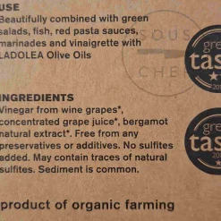 Ladolea Ingredients Brands|Greek Ingredients^Organic Greek Agiorgitiko Sweet Vinegar with Bergamot, 200ml